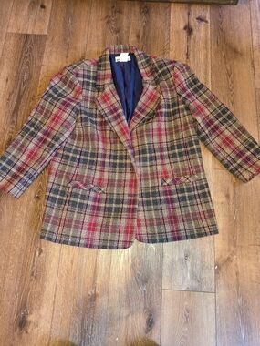 White Stag Plaid Blazer Jacket - Red, Green, Navy